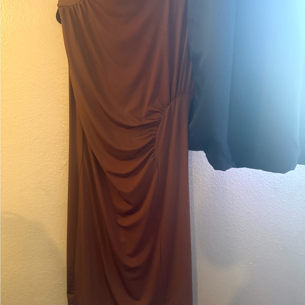 H&M One Shoulder Brown Dress